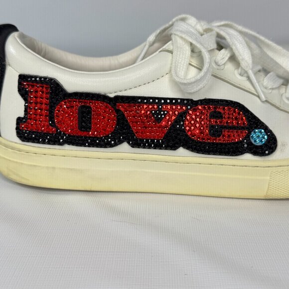 Marc Jacobs Women's Empire Love Embellished Leather Lace-Up Sneakers - Picture 11 of 14